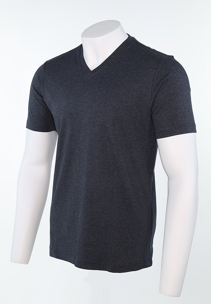 Raffi Aqua Cotton Noah V-Neck Tee in Carbon – view 4 #Color_Carbon