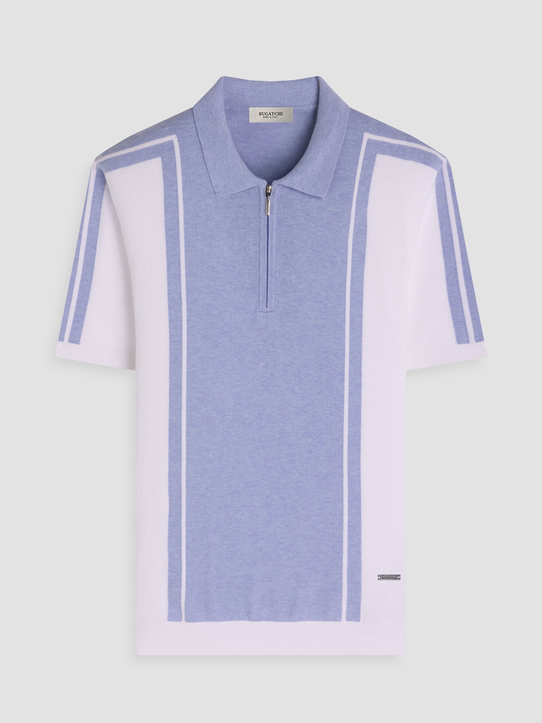 Bugatchi S/S Quarter Zip Polo, Air Blue