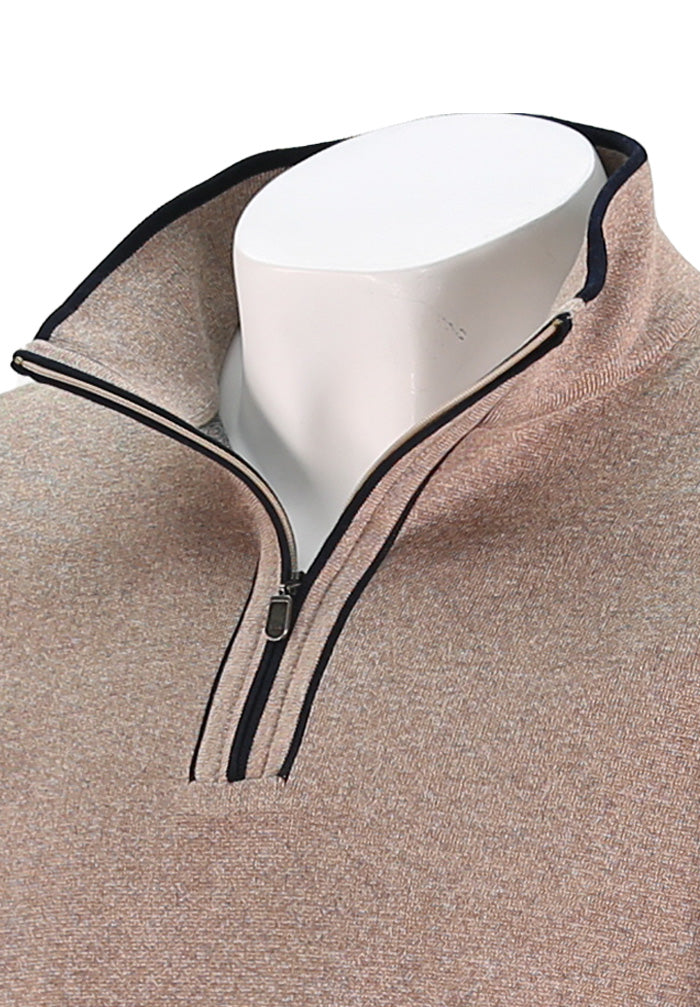 St. Croix Accent Zip Mock, WALNUT MELANGE