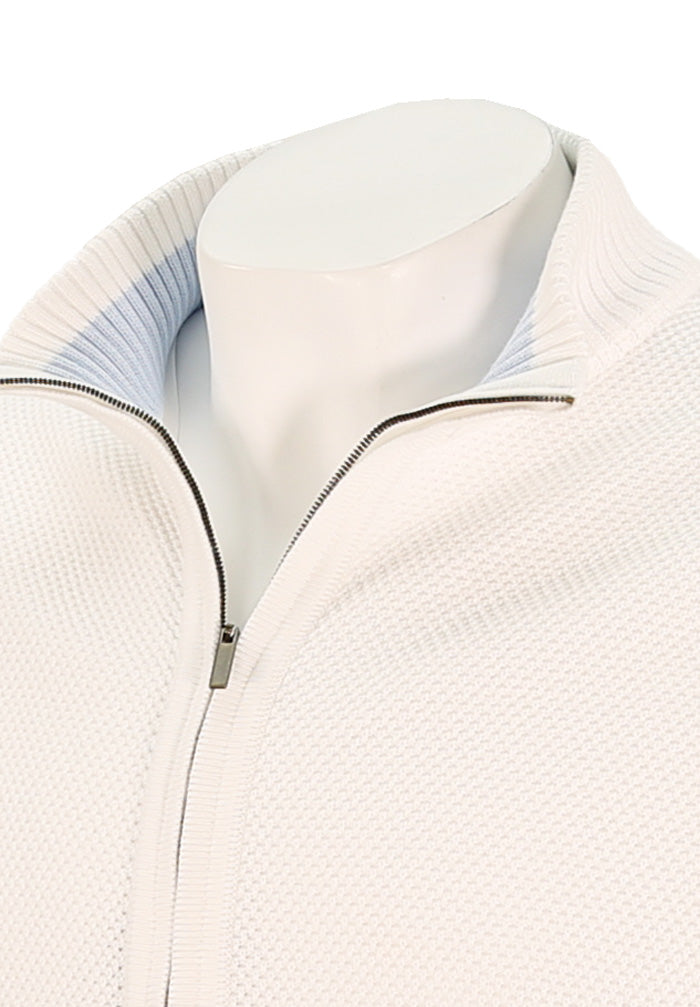 St. Croix Zip Cardigan, WHITE/BLUE