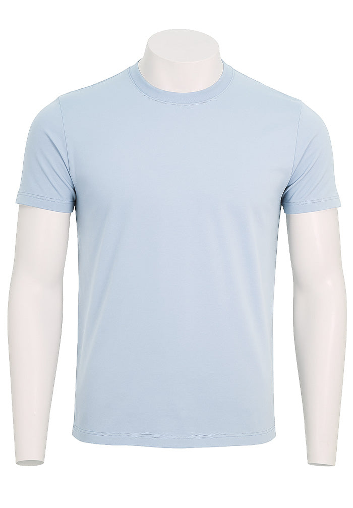 Patrick Assaraf Short Sleeve Cotton Crew, Blue Ice