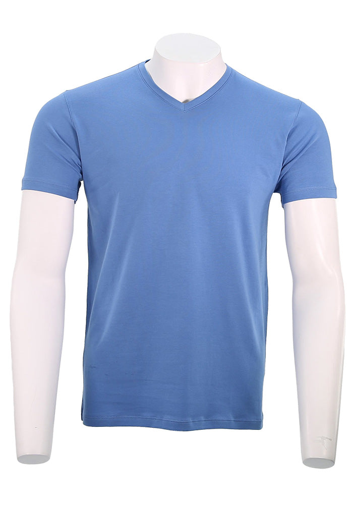 Patrick Assaraf Short Sleeve Cotton VNeck, Harbour