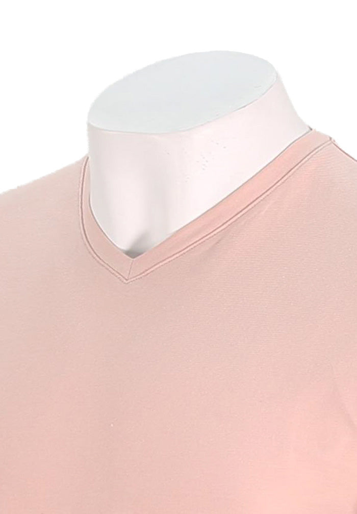 Patrick Assaraf Short Sleeve Cotton VNeck, Rose Smoke