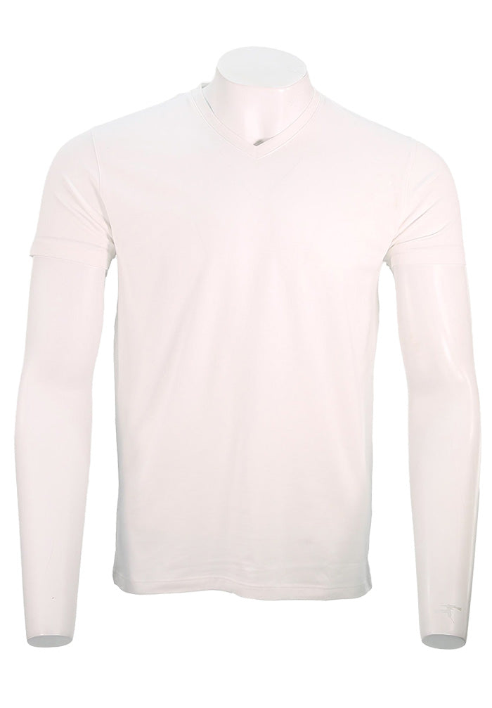 Patrick Assaraf Short Sleeve Cotton VNeck, White