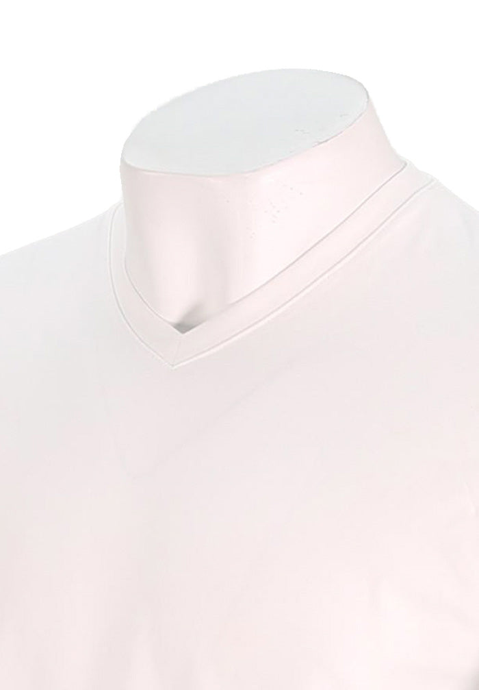 Patrick Assaraf Short Sleeve Cotton VNeck, White