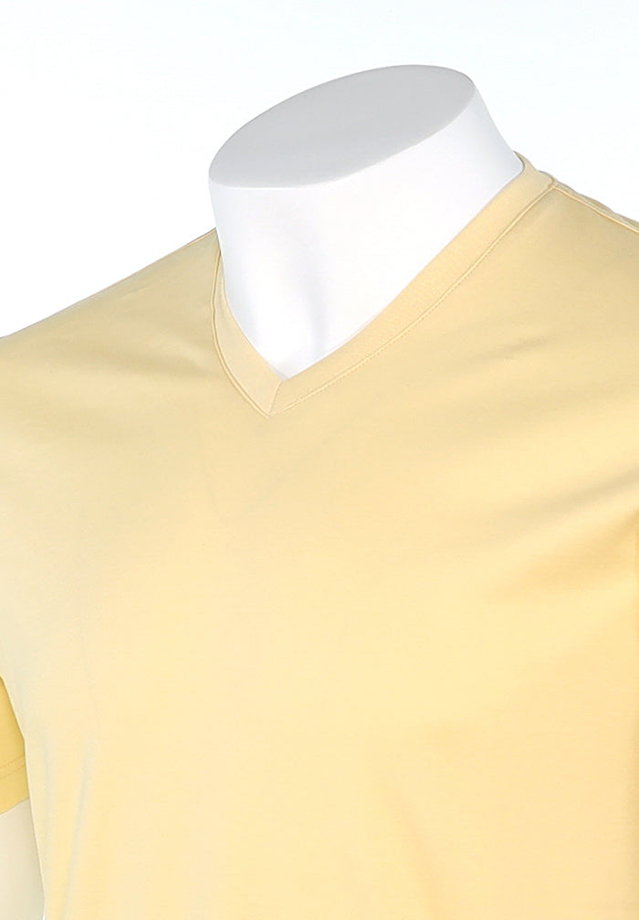 Raffi Aqua Cotton Noah V-Neck Tee in Butter – view 2 #Color_Butter