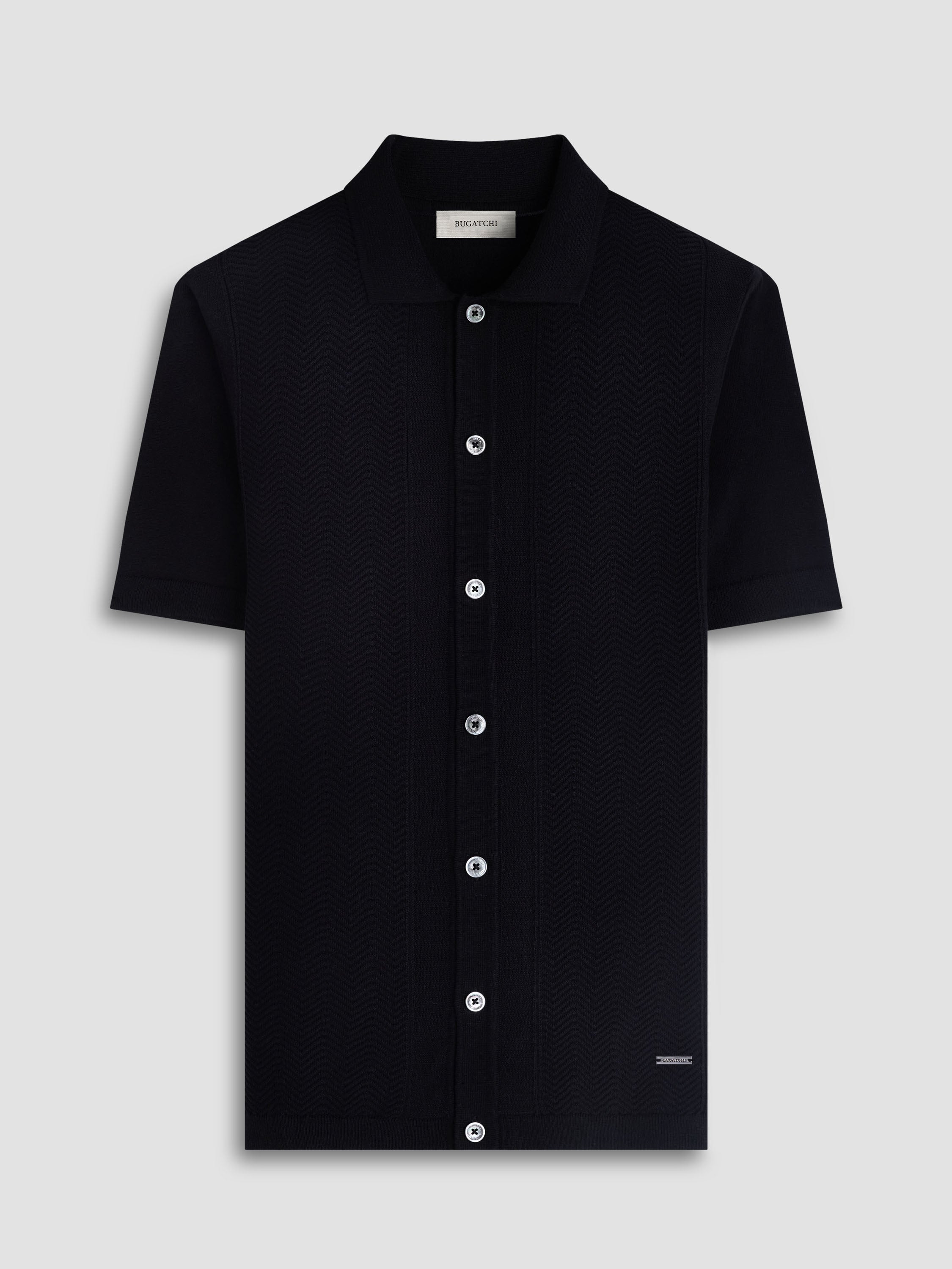 Bugatchi S/S Full Button Sweater, Black