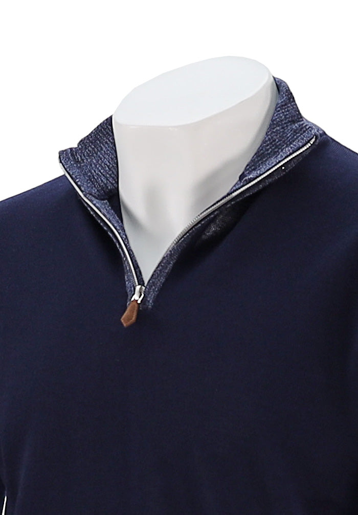 Merino Wool Half Zip Sweater | Navy