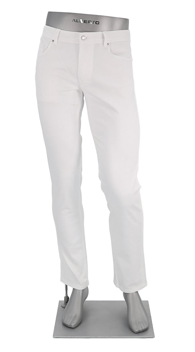 Alberto Pipe Coolmax Business Jean, White | Mondo Uomo Naples FL