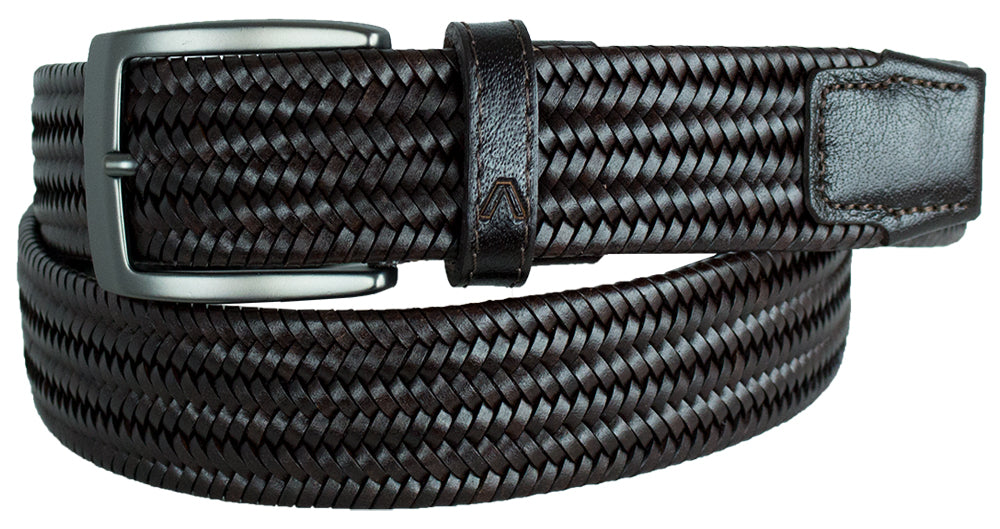 Alberto Braided Stretch Leather Belt Black