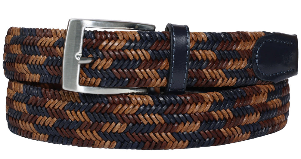 Alberto Basic Braided Belt, Navy | Mondo Uomo Naples FL