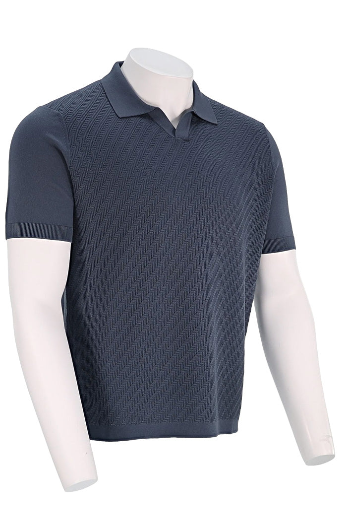 Corneliani S/S Herringbone Knit Polo