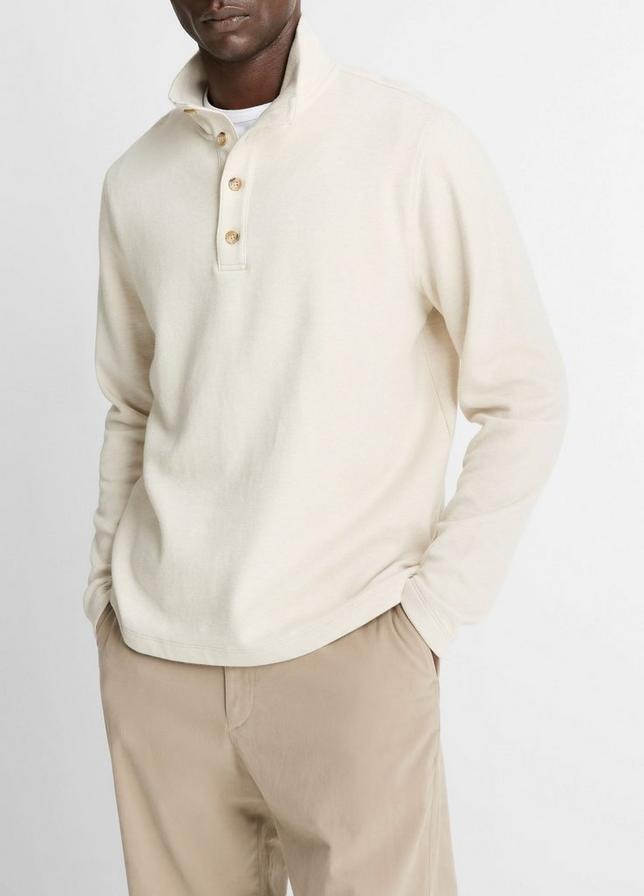 VINCE BUTTON MOCK NECK L/S, Bone