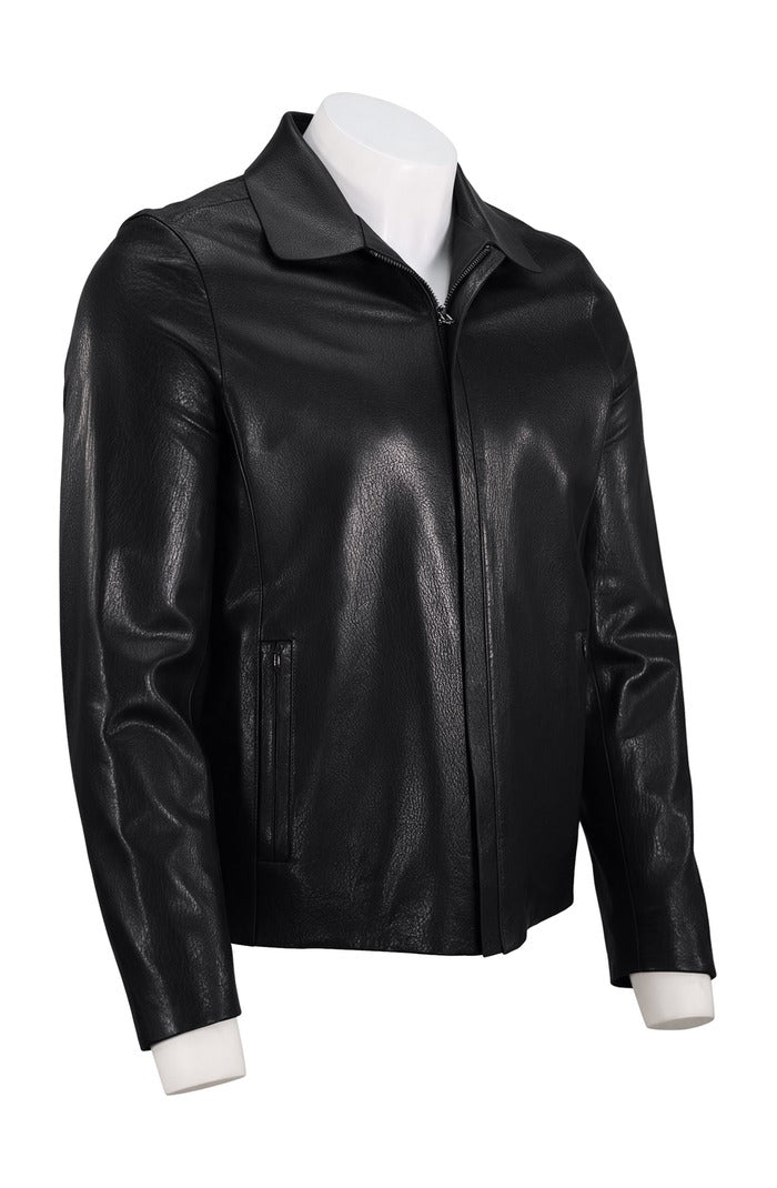 Textured Leather Biker, Black – view 4