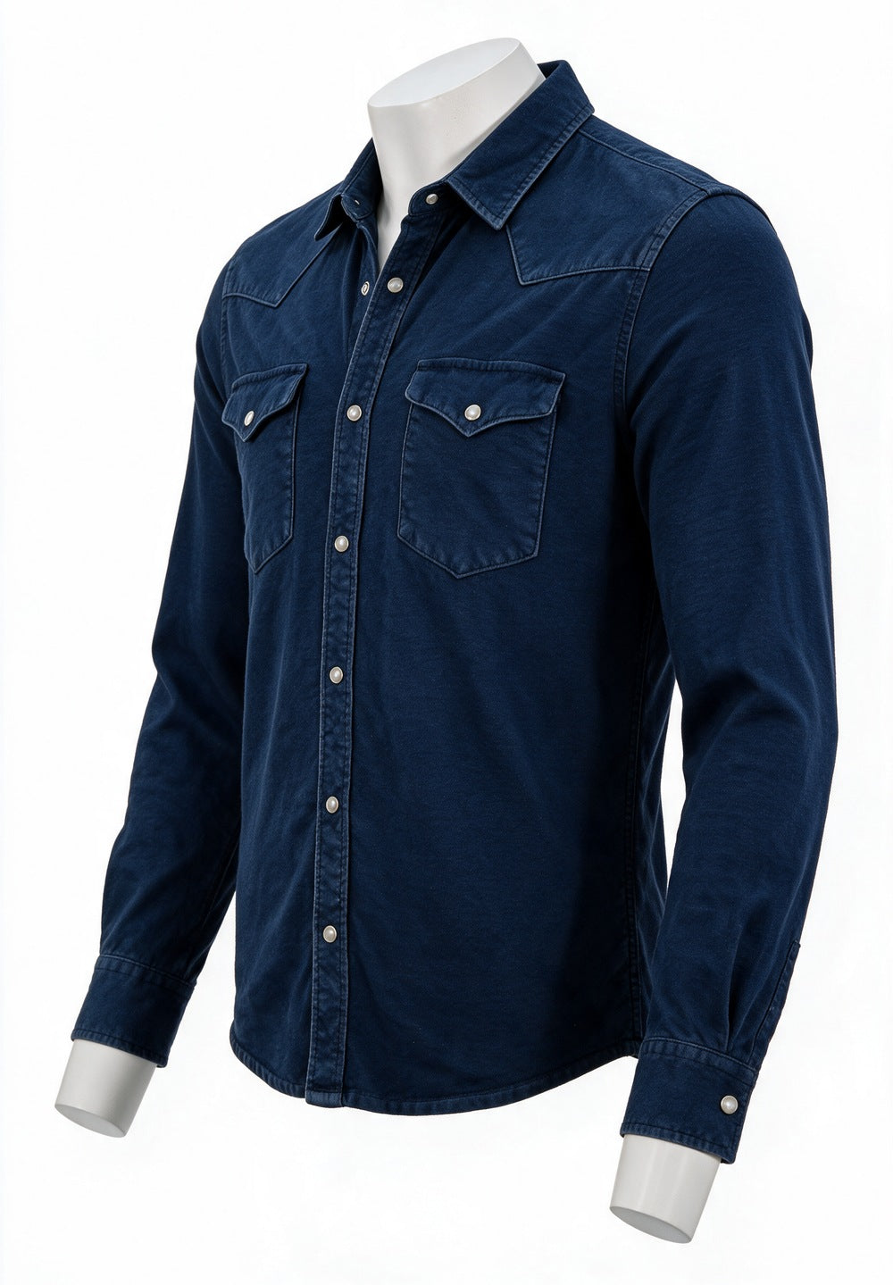 John Varvatos Arvon Knit Western Shirt, Navy – side view