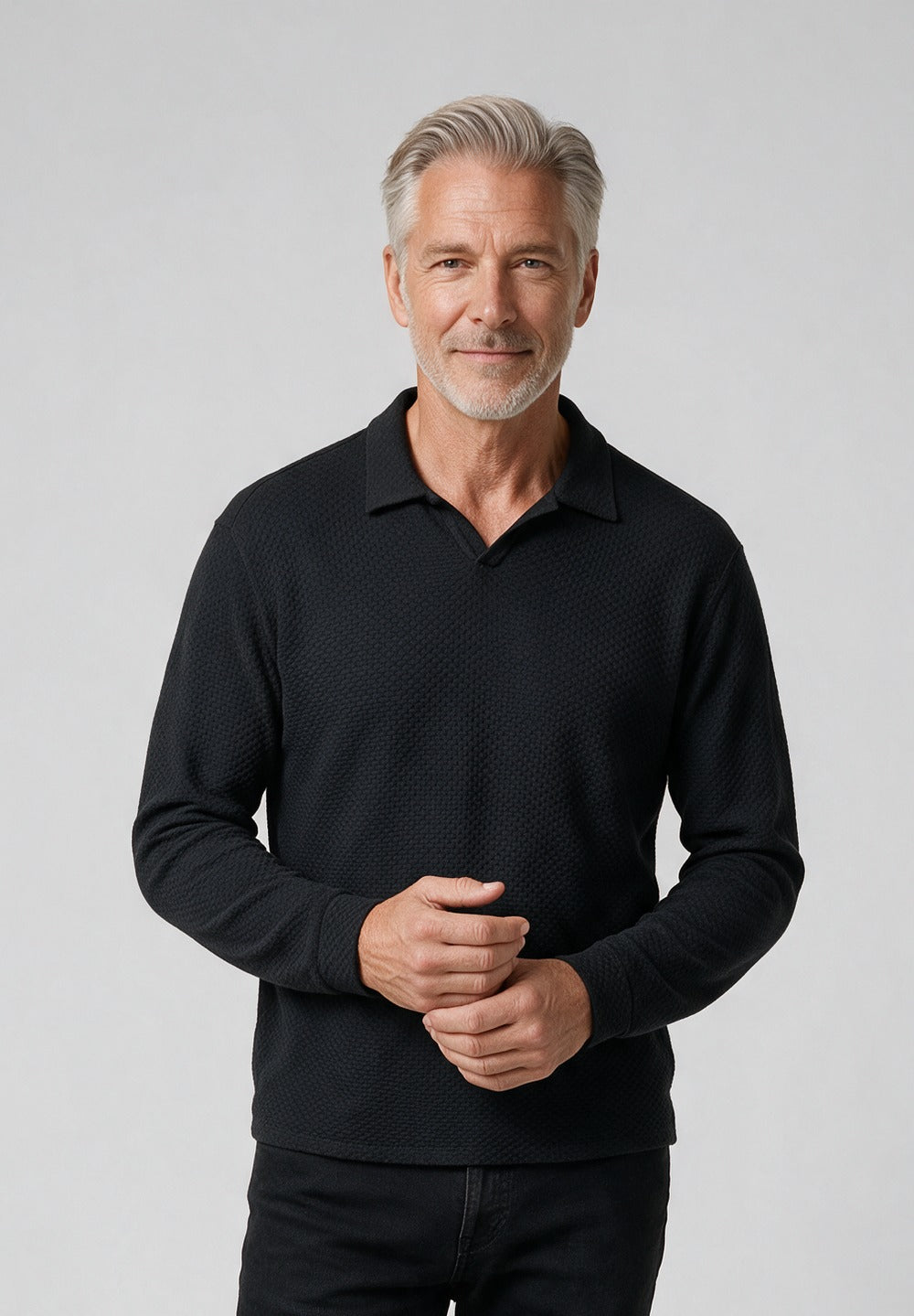 John Varvatos Zack Johnny Collar Polo, Black – model detail