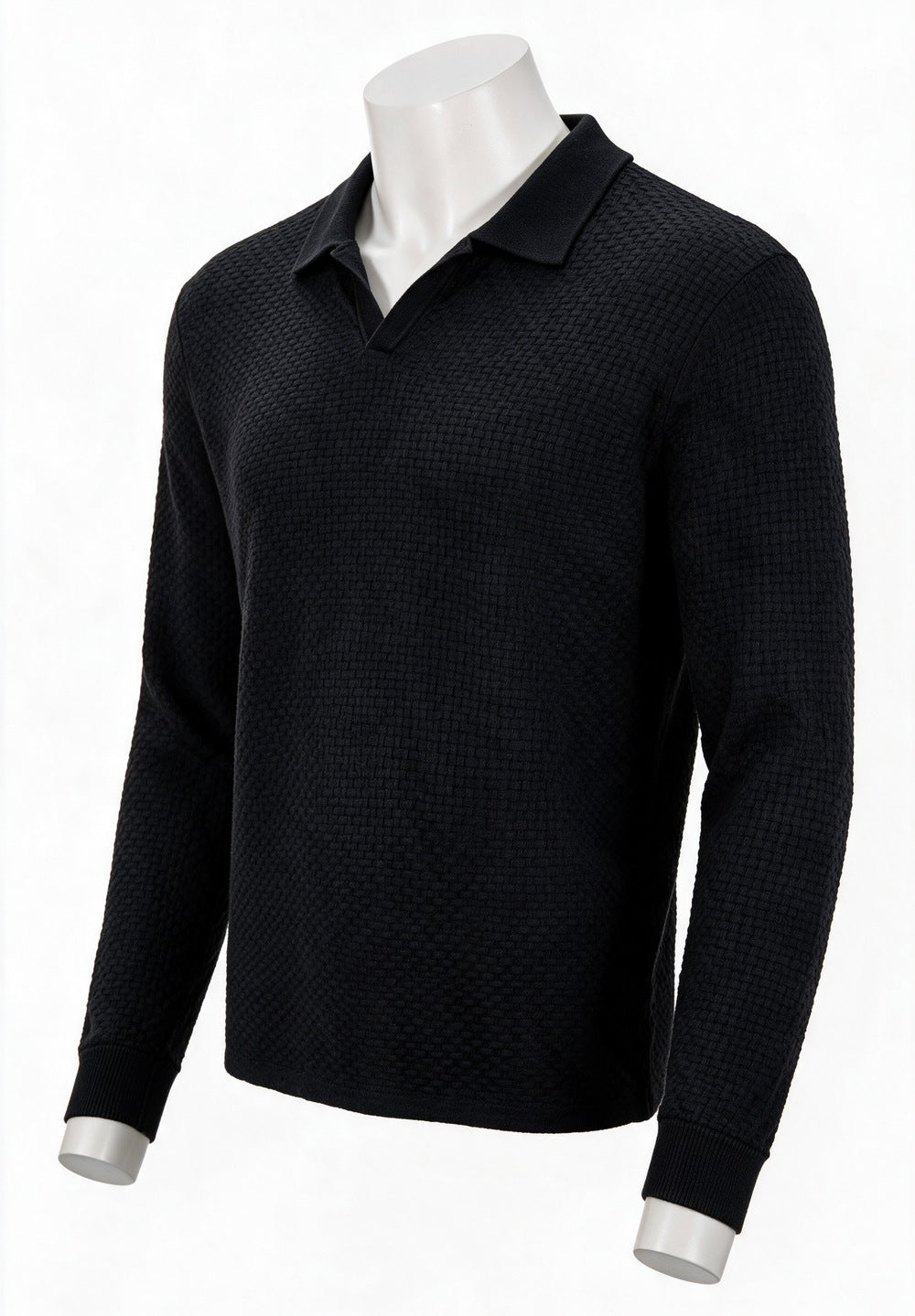 John Varvatos Zack Johnny Collar Polo, Black – side view