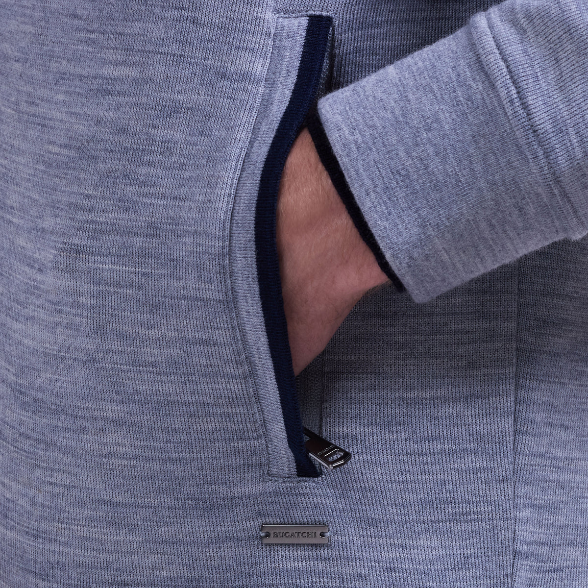 Bugatchi L/S Full-Zip Hoodie, Slate – view 5