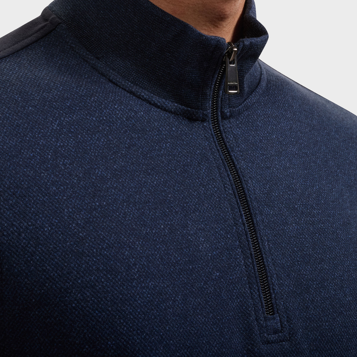 Bugatchi L/S Quarter-Zip Knit, Navy – view 4