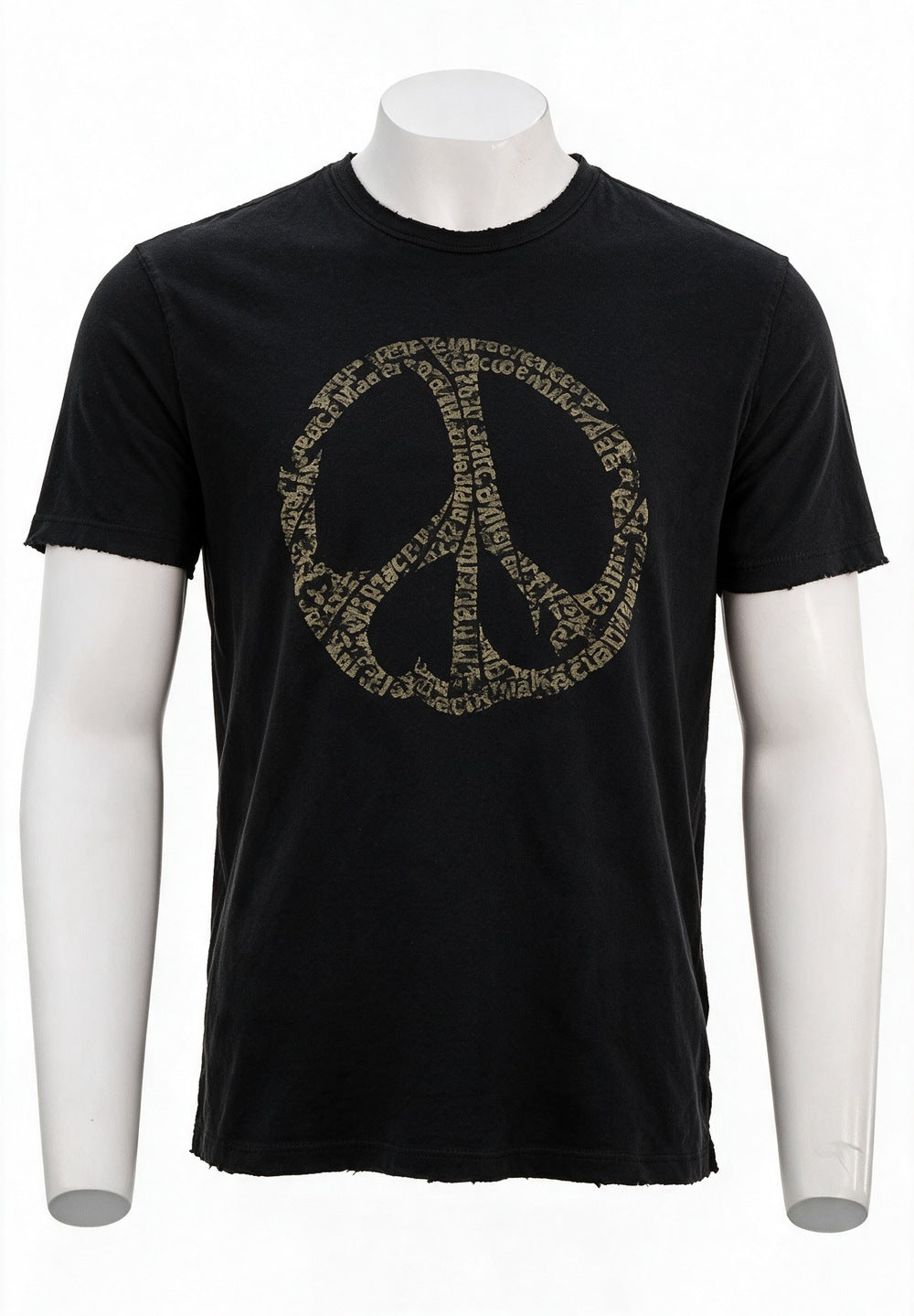 John Varvatos Peace Maker Raw Edge Tee, Black | Mondo Uomo Naples FL