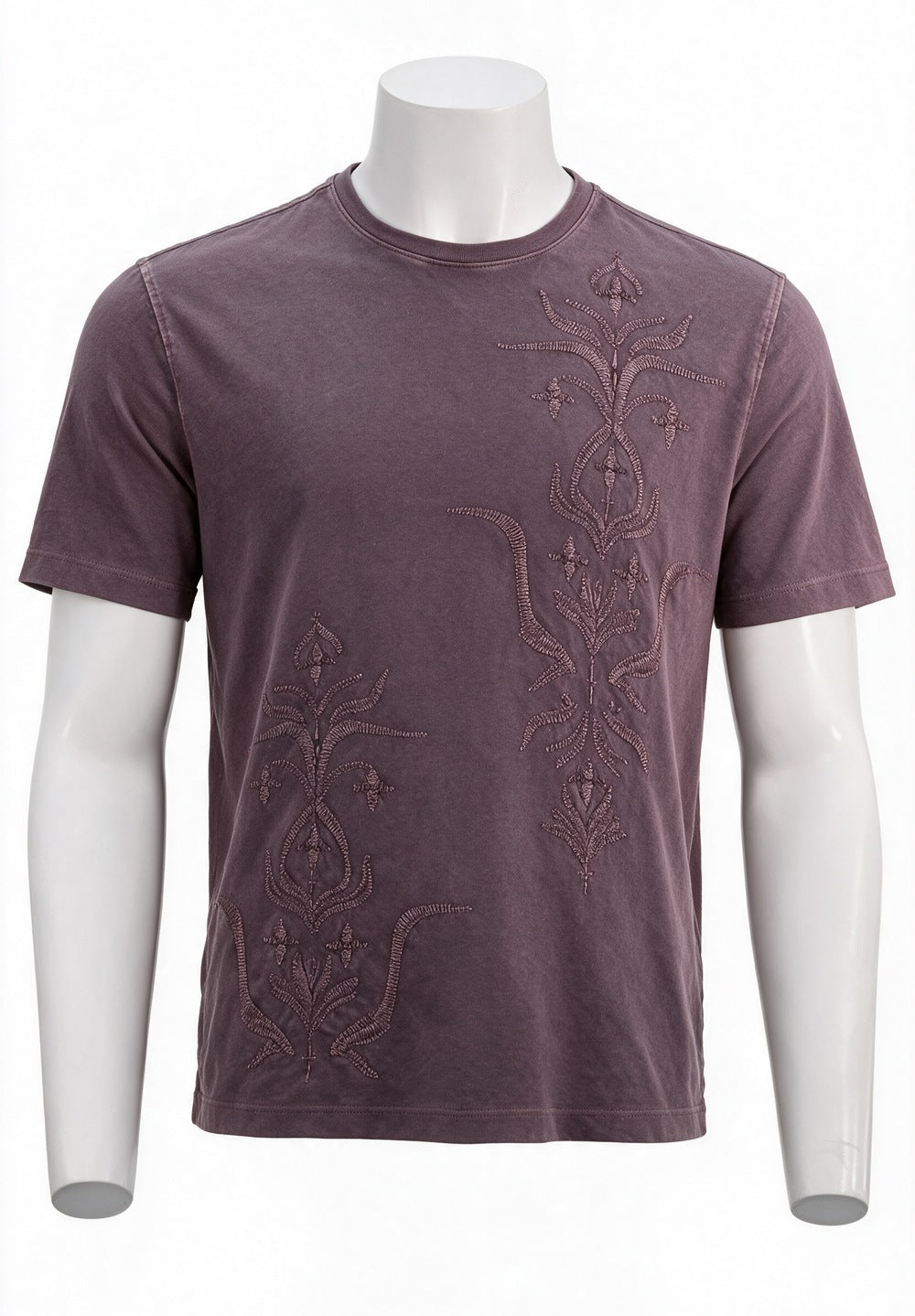 John Varvatos Gothic Embroidery Tee, Smoke Amethyst | Mondo Uomo Naples FL