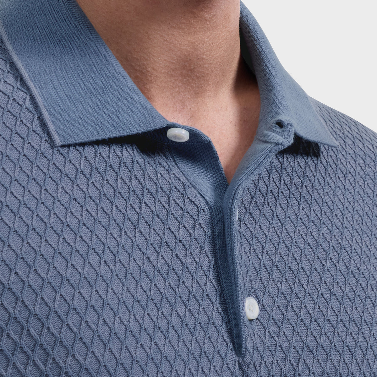 Bugatchi S/S Polo Sweater, Hazy Blue – view 5