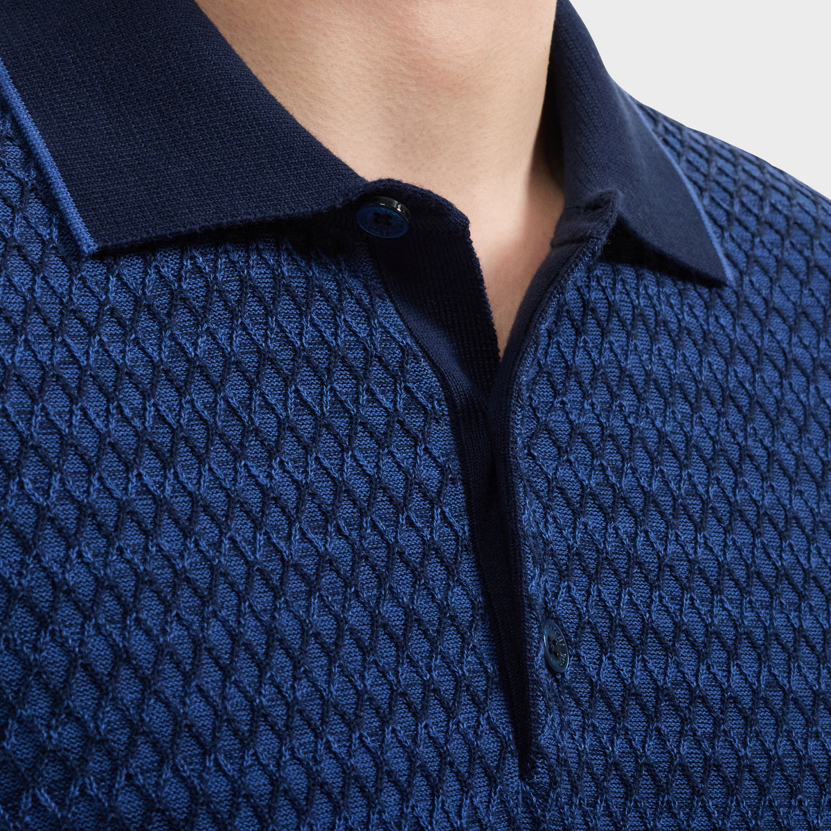 Bugatchi S/S Polo Sweater, Navy – view 5