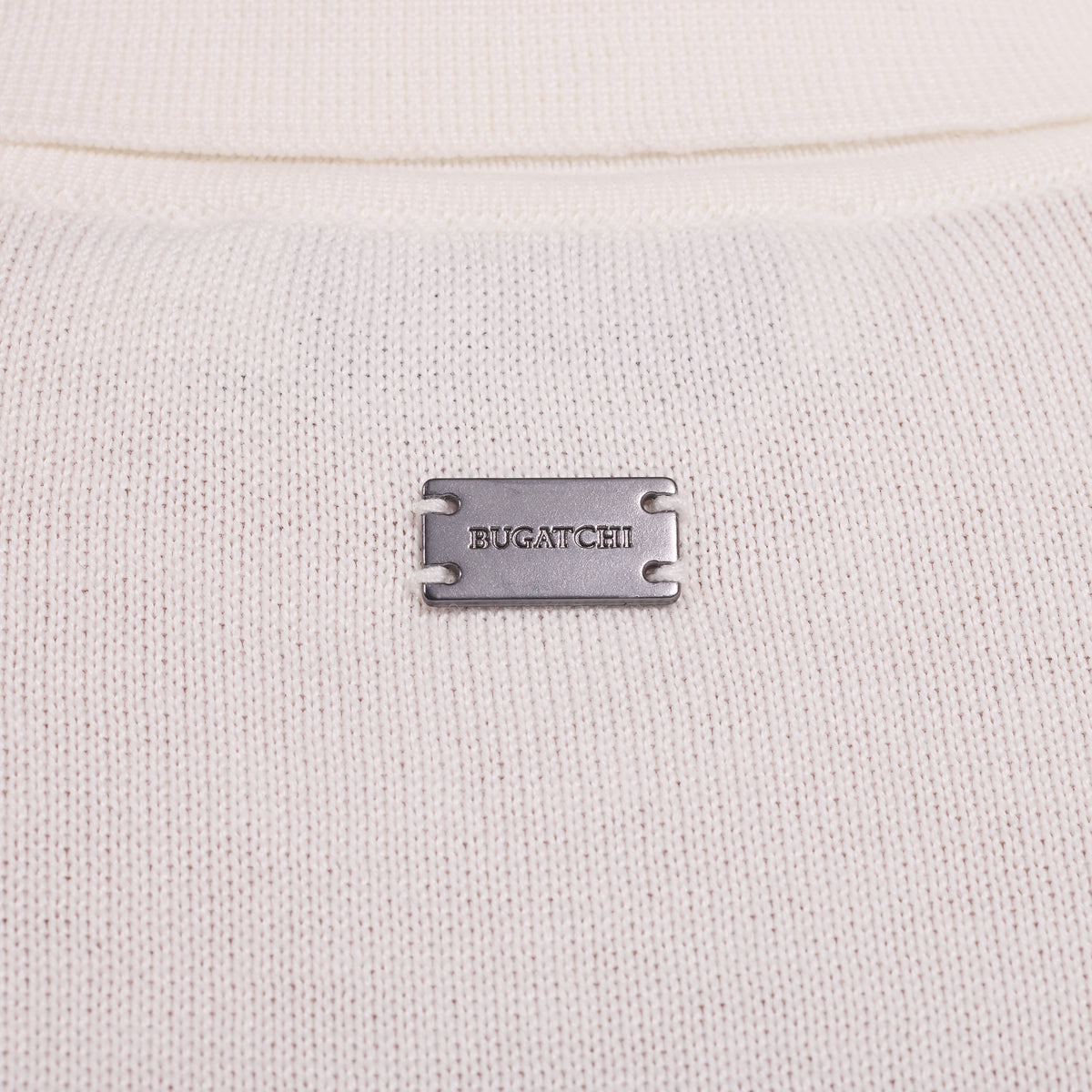 Bugatchi S/S Button front Knit Shirt, Chalk – view 4