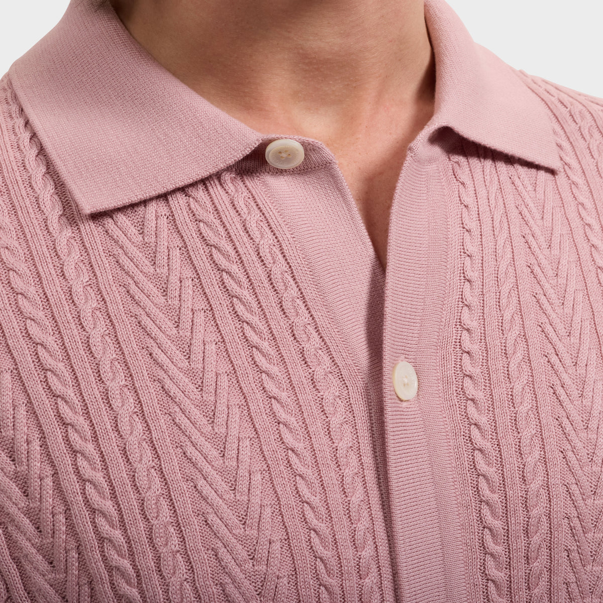 Bugatchi S/S Button front Knit Shirt, Dusty Pink – view 4