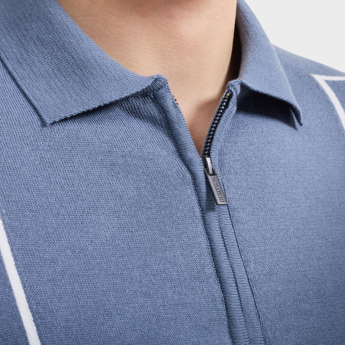 Bugatchi S/S Quarter-Zip Polo Sweater, Air Blue – view 5
