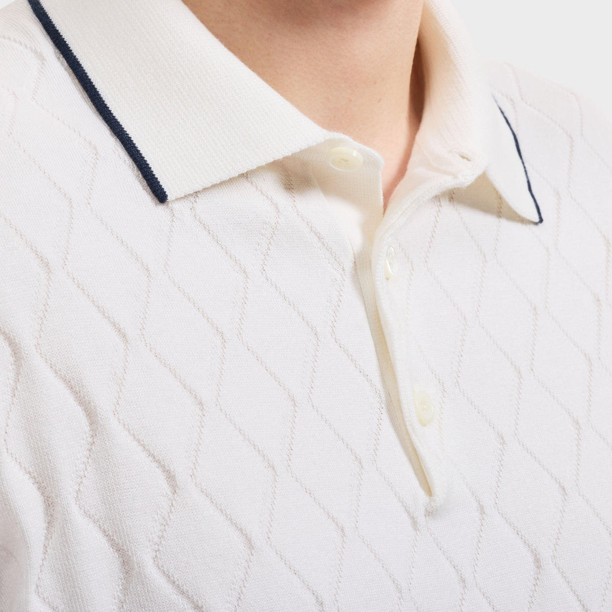 Bugatchi S/S Argyle Polo Sweater, Chalk – view 4