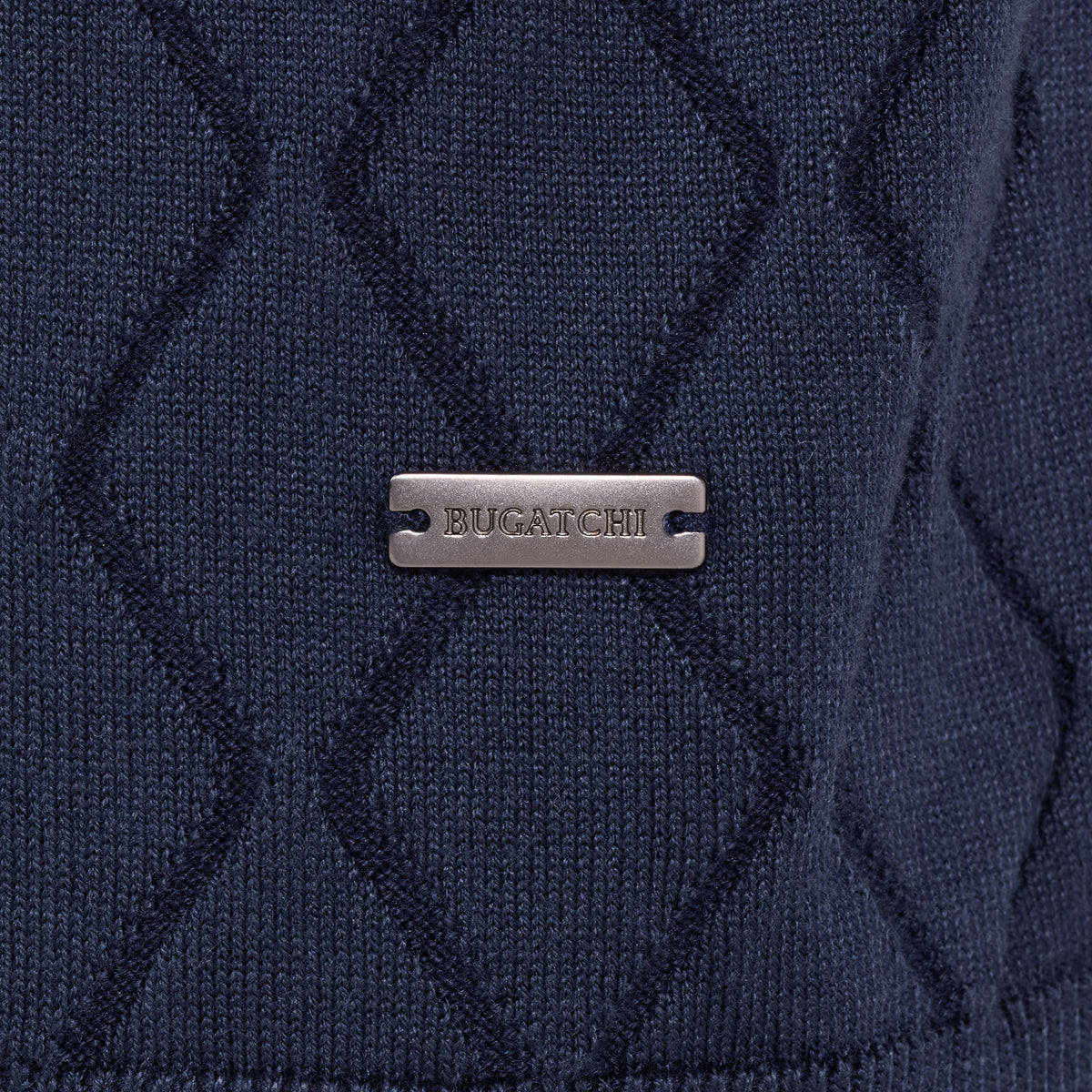 Bugatchi S/S Argyle Polo Sweater, Navy – view 5