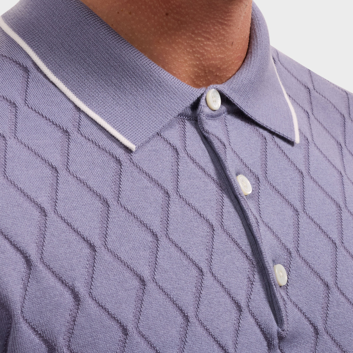 Bugatchi S/S Argyle Polo Sweater, Orchid – view 4