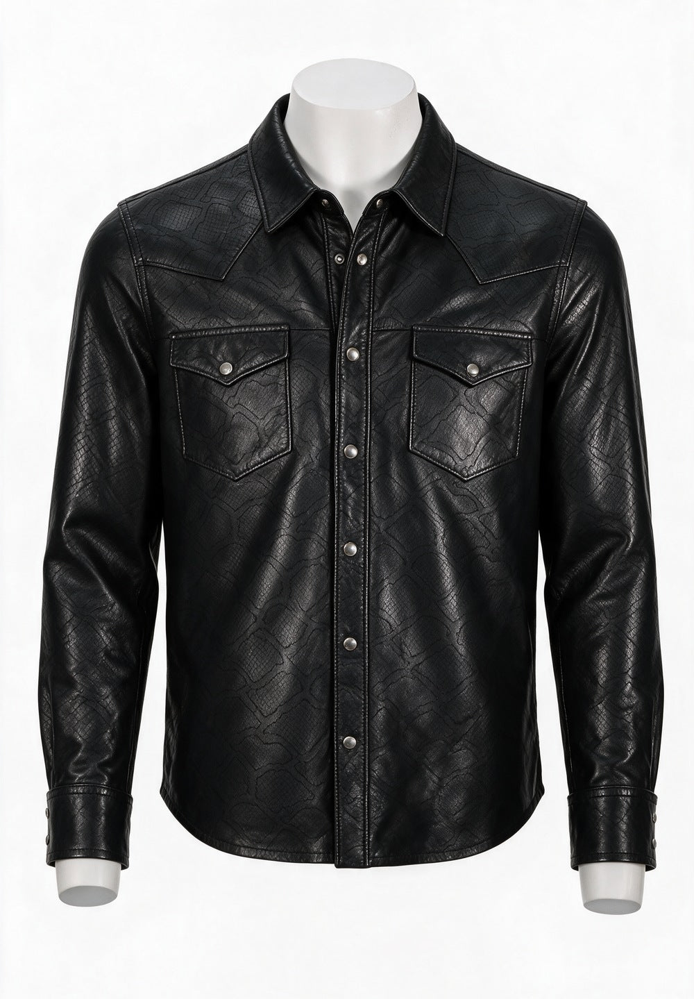 John Varvatos Sage Leather Shirt Jacket, Black | Mondo Uomo Naples FL