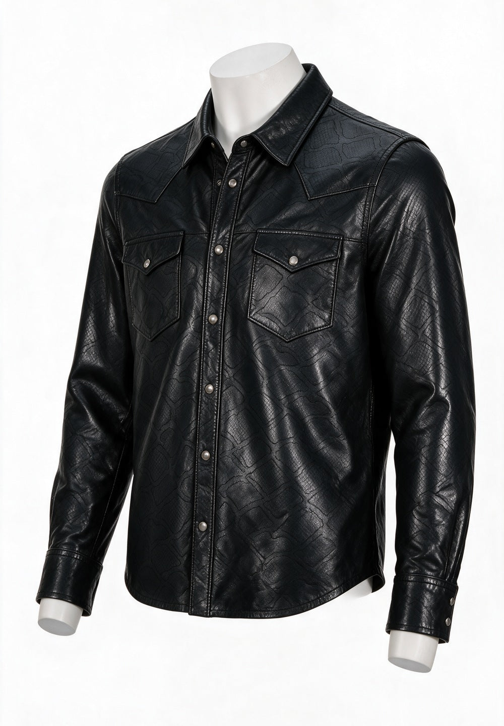 John Varvatos Sage Leather Shirt Jacket, Black – side view