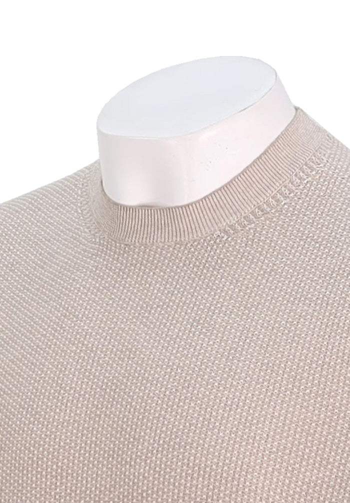 VINCE GEO JACQUARD L/S CREW, Khaki/Cream