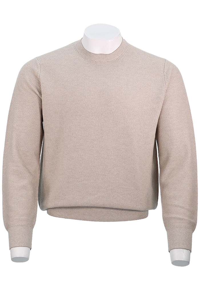 VINCE GEO JACQUARD L/S CREW, Khaki/Cream