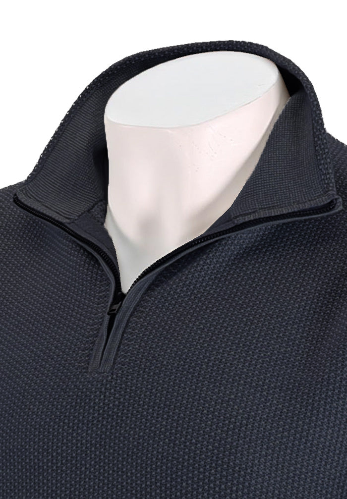 VINCE GEO JACQUARD L/S QUARTER ZIP, Coastal/Grey