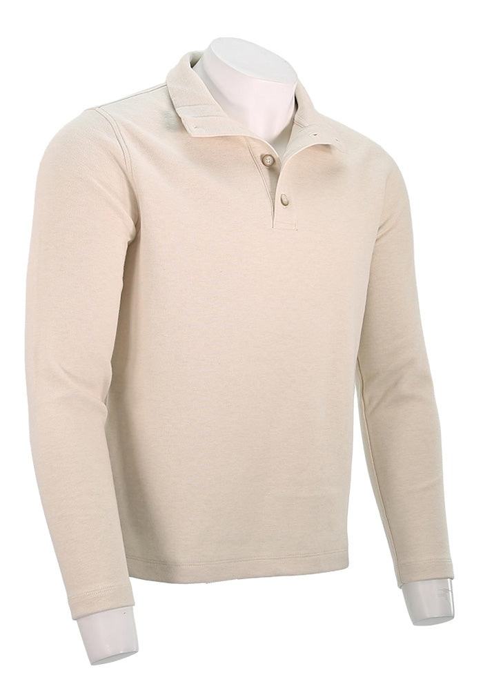 VINCE BUTTON MOCK NECK L/S, Bone