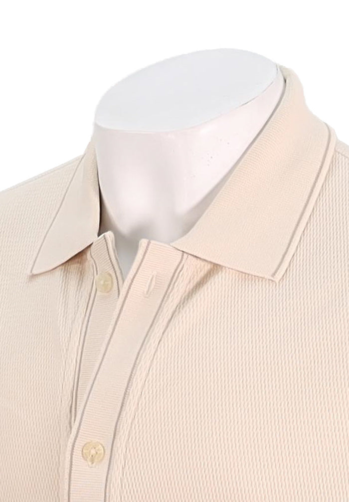 Vince Jacquard Knit S/S Shirt, Bone/Sand