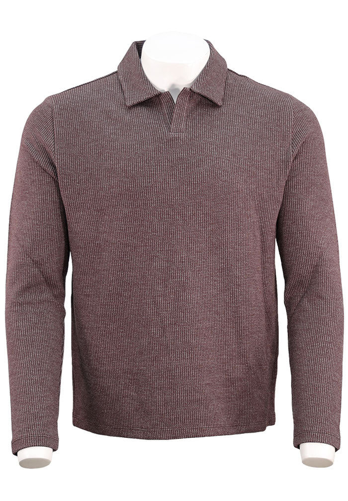 Vince Blurred Birdseye L/S Johnny, Chocolate | Mondo Uomo Naples FL