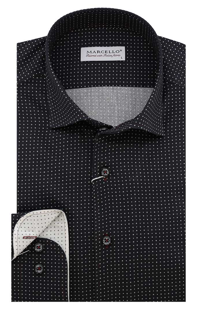 Marcello L/S Pattern Shirt, Black