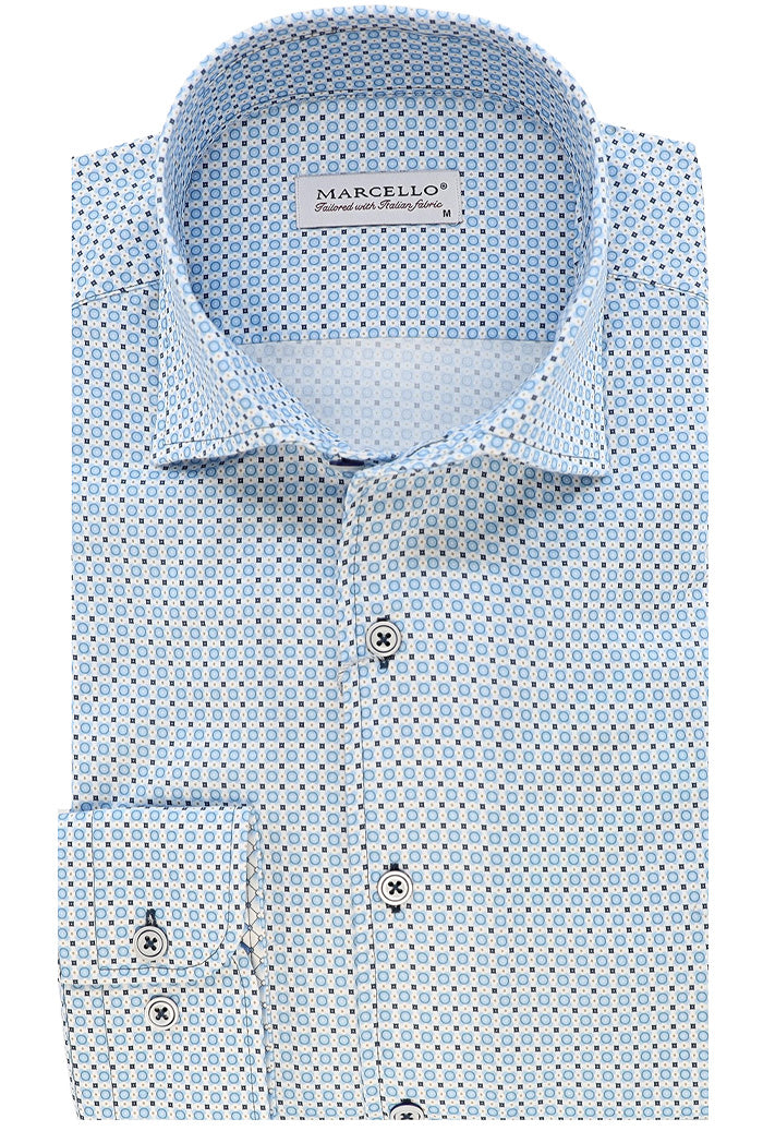 Marcello L/S Pattern Shirt, Pool