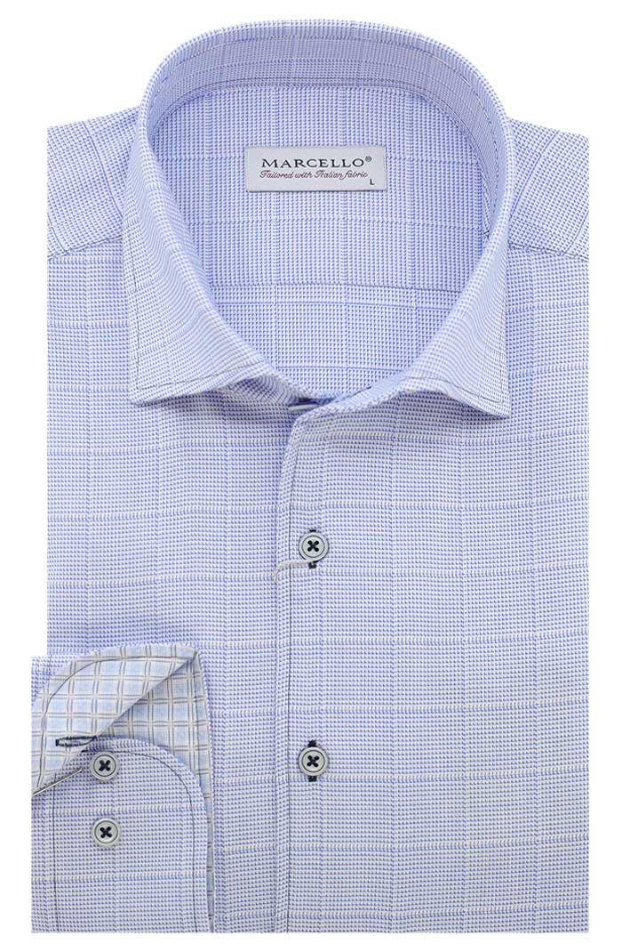 Marcello L/S Pattern Shirt, Blue
