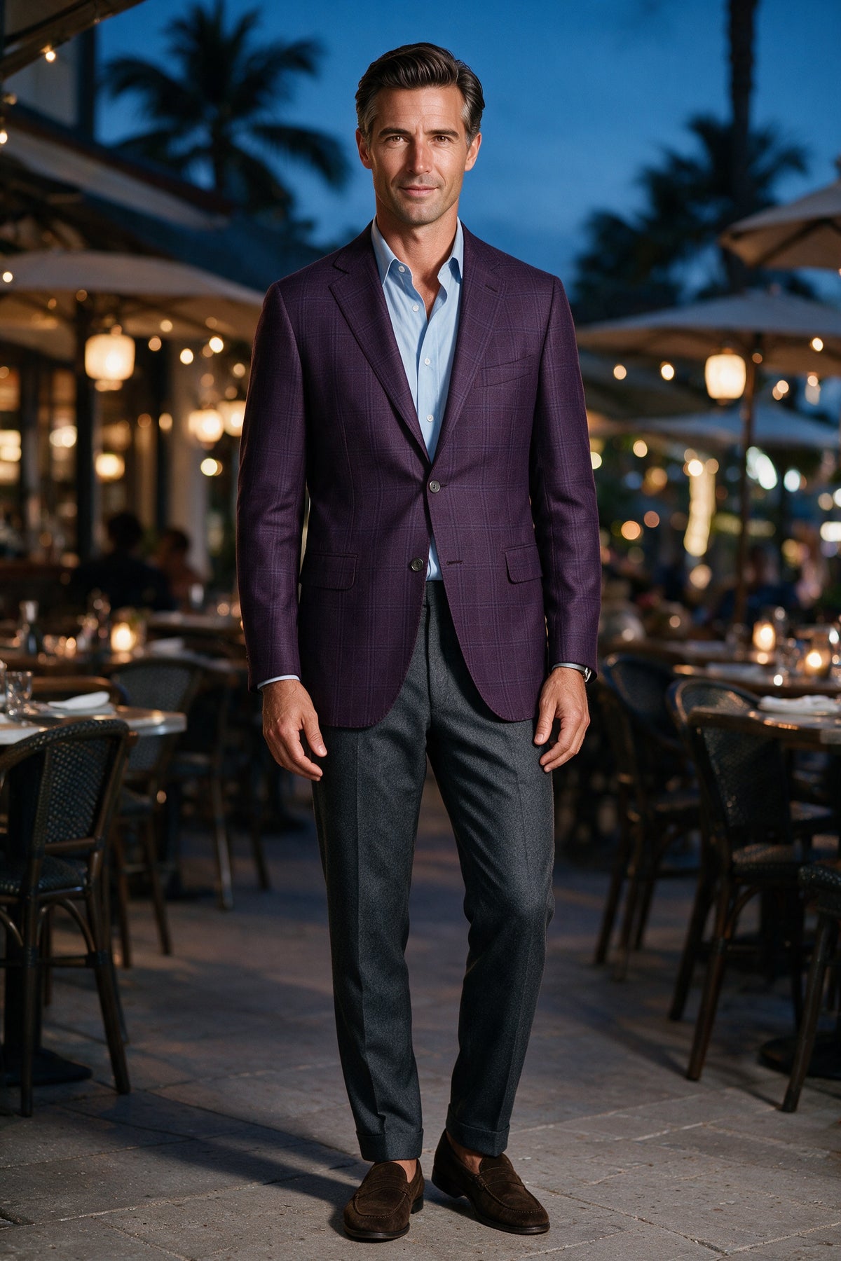 Byron at Mondo Uomo, Naples FL — Mondoman2 MauveCheck terrace