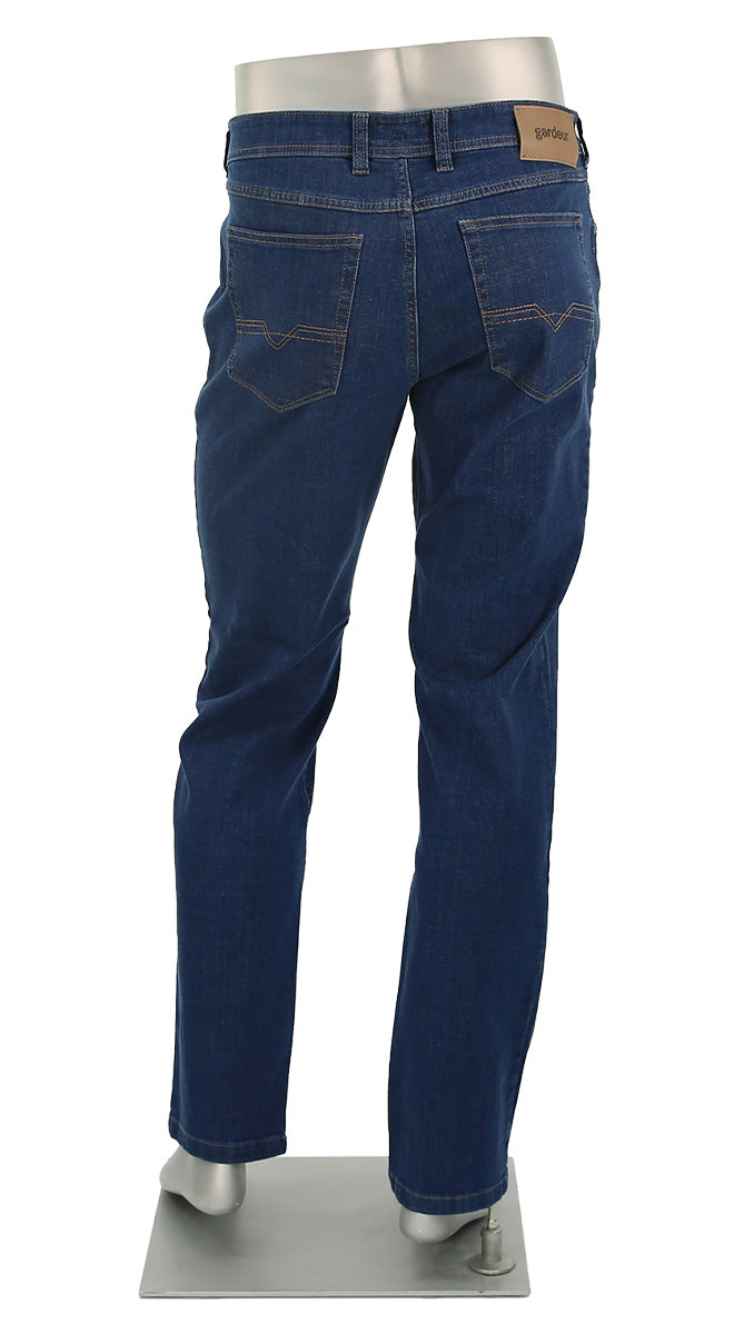 Gardeur Pants from the Nevio collection Men's Blue Jeans - Full Back View