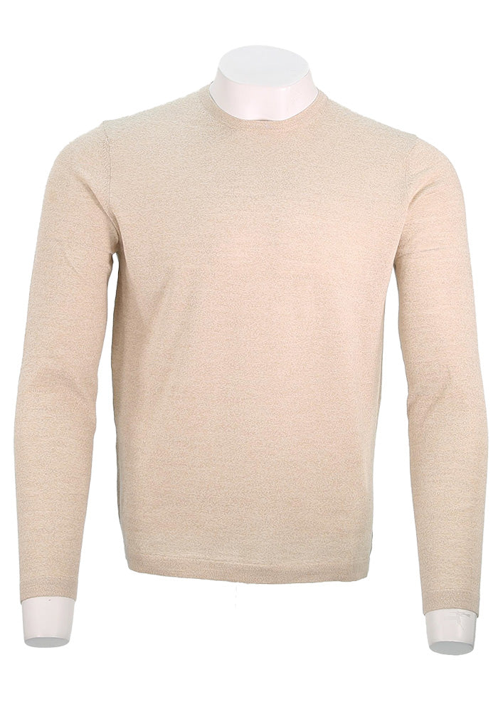 Patrick Assaraf Long Sleeve Cotton Crew, Mushroom