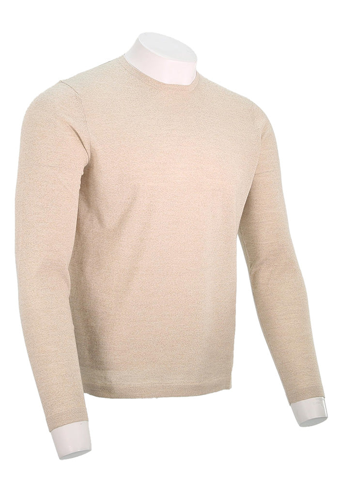 Patrick Assaraf Long Sleeve Cotton Crew, Mushroom