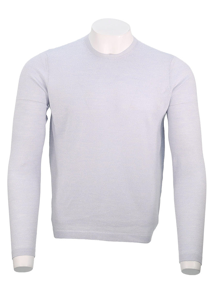 Patrick Assaraf Long Sleeve Cotton Crew, Ocean