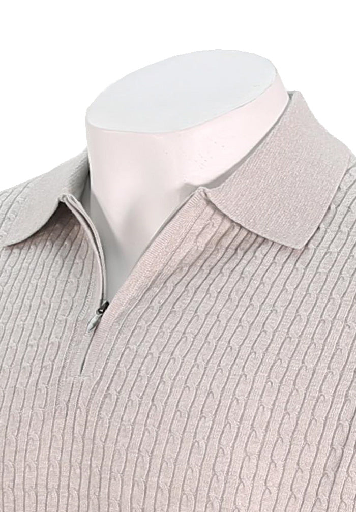 Patrick Assaraf Short Sleeve Zip Polo, Feather